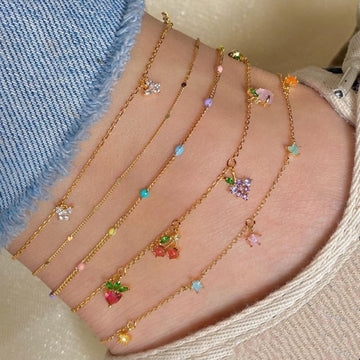5 Pcs/Set Sweet Crystal Fruit Butterfly Star Anklets Bracelet Simple Anklets for Women Fashion Party Jewelry Gifts daiiibabyyy